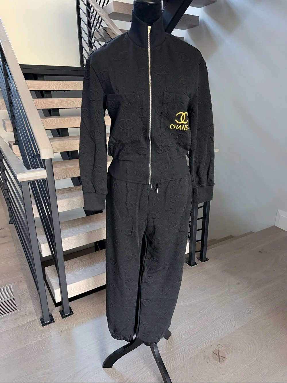 Black Two Piece Matching Set Tracksuit with pockets size S